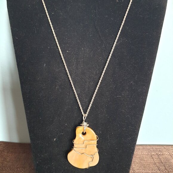 ✨ Bold Handcrafted Natural Yellow Jasper Silver Pendant Necklace ✨ - Picture 8 of 11
